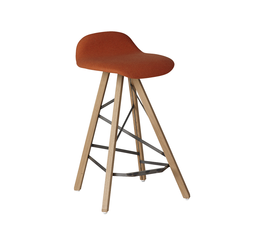 Barstoel piramide 65 cm. hout lage rug